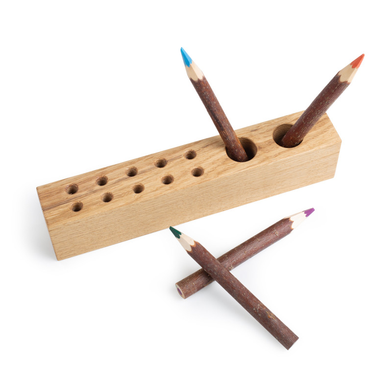 2 Stück Holz Stifthalter - Runder & Quadratischer Stifteköcher Aus Kiefernholz