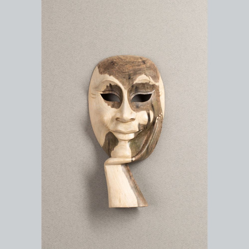 30cm NEU Maske Mond aus Holz Wandmaske Hibiskusholz ca