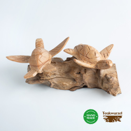 Holzfigur "Schildkrötenpaar"